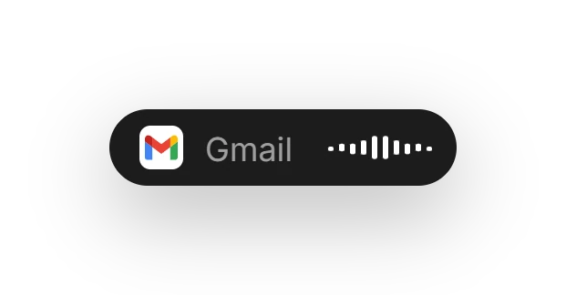 Hold the mic key: the capsule listens and the reply is typed into Gmail