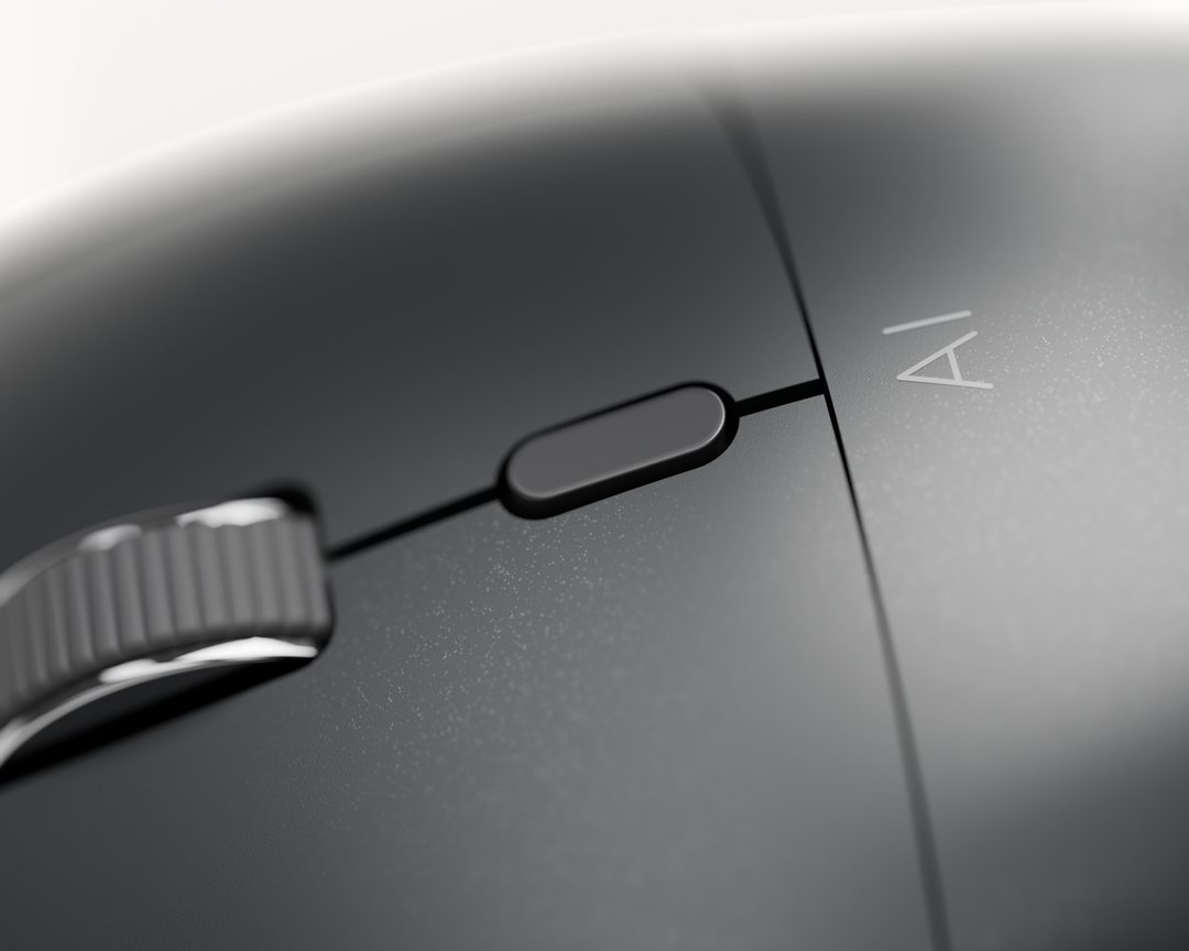 Close-up of the AI key, in black