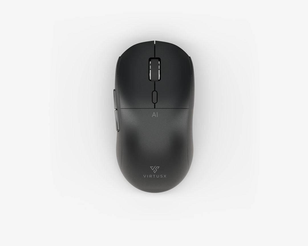 Jethro in black, from above, with the AI key behind the scroll wheel